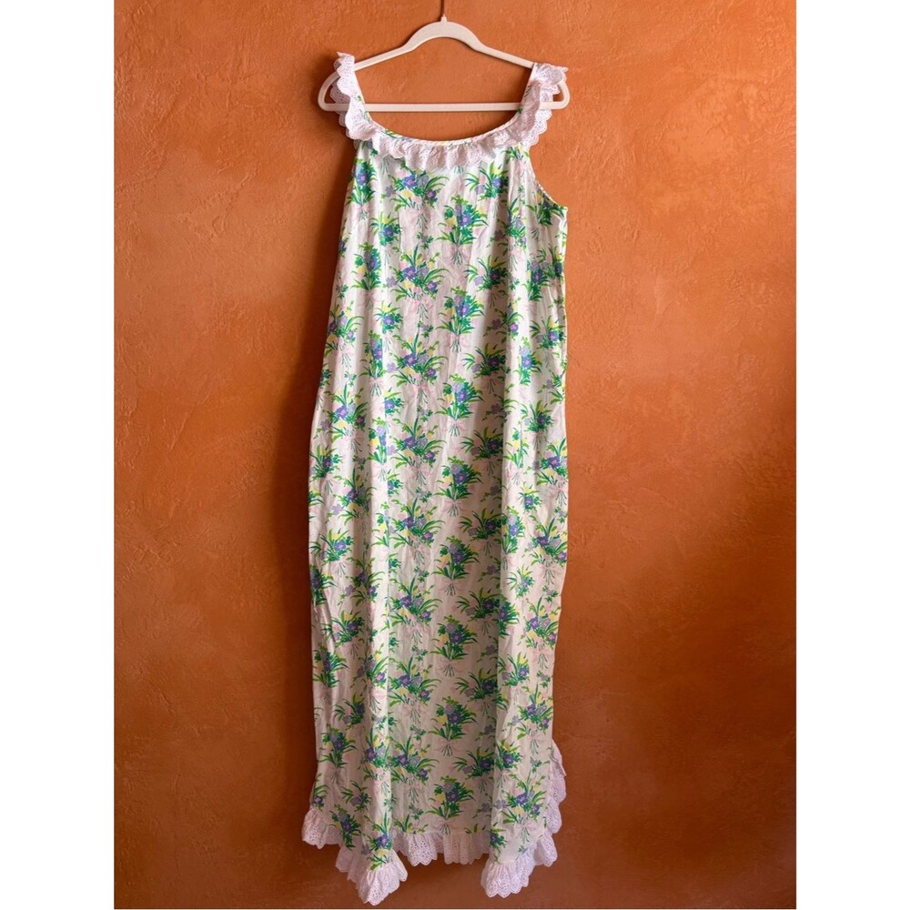 The Beaufort Bonnet Company Floral Bouquet Lace Trim Maxi Dress XL